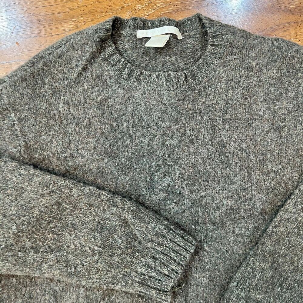 Perry Ellis 100% Lambswool Crewneck Sweater Womens Size Large Heathered Gray